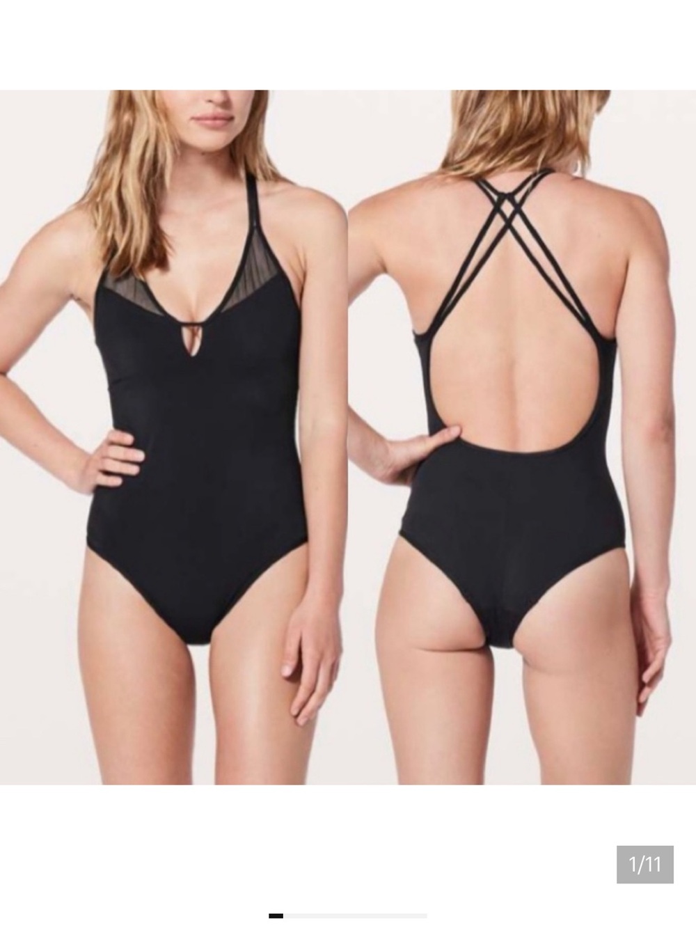 lululemon athletica Black Strappy One-Piece Swimsuit size 8.